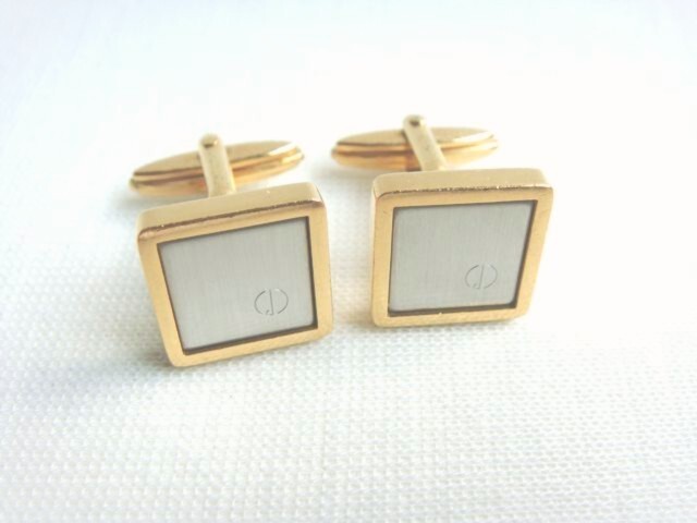 $ 美品 $ ● ブランド カフス ● dunhill ◆ ダンヒル ◆ 英国製 ロゴモチーフ ◆ アンティーク ゴールド × シルバー ◆ 送料無料!!拍卖