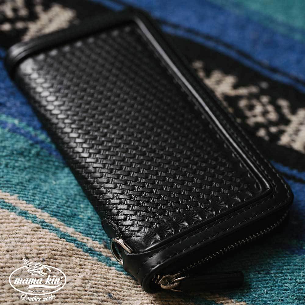 カービング/ラウンドファスナー長財布/レザーウォレット/ヌメ革/サドルレザー/ライダースウォレット/バイカーズウォレット/rf009cv84blk03拍卖