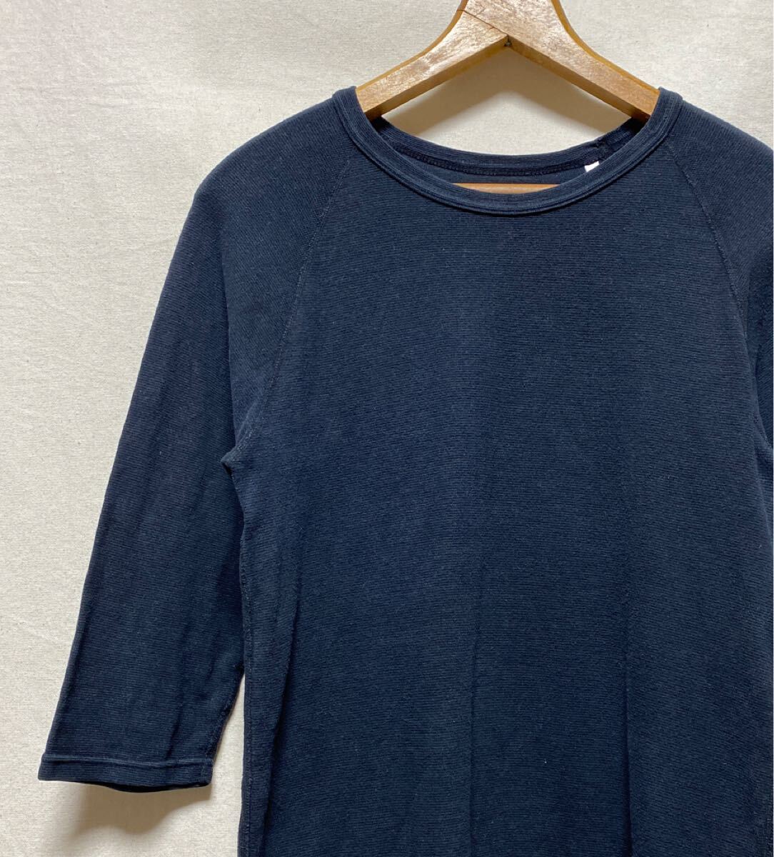 ハリウッドランチマーケット 七分袖 カットソー ブラック 3 ストレッチフライス ラグラン 聖林公司 HOLLYWOOD RANCH MARKET Tシャツ HRM拍卖