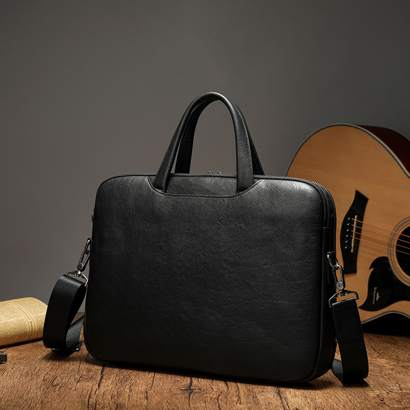 新品本革保証 メンズバッグ ブリーフケース ビジネスバッグ 牛革 レザー トートバッグ 手作り 通勤 出張 鞄 男性 ブラック拍卖