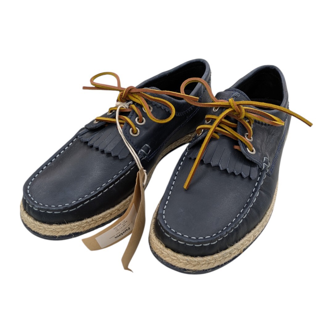 未使用品 hobo ホーボー HB-F1701 Oiled Leather Deck Shoes デッキシューズ サイズ41 約26cm ネイビー レザー拍卖