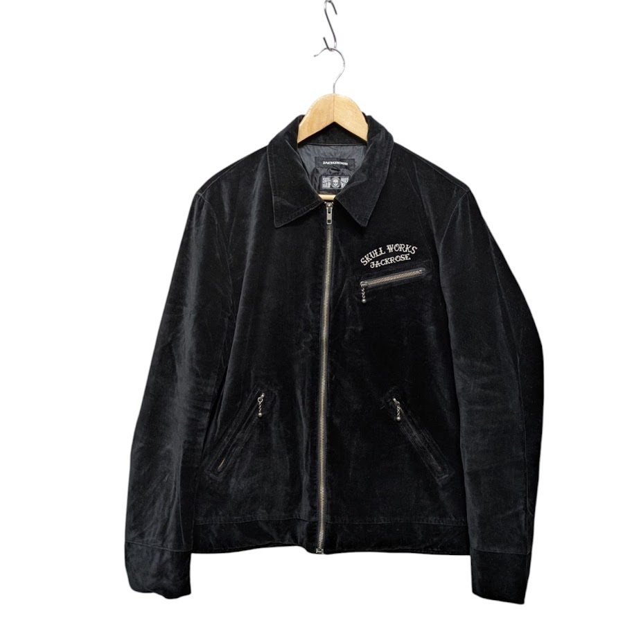 y2k JACK ROSE ジャックローズ SKULL WORKS スカルワークス ベロア刺繍 スイングトップジャケット ブラック お兄系 サイズ 5 拍卖
