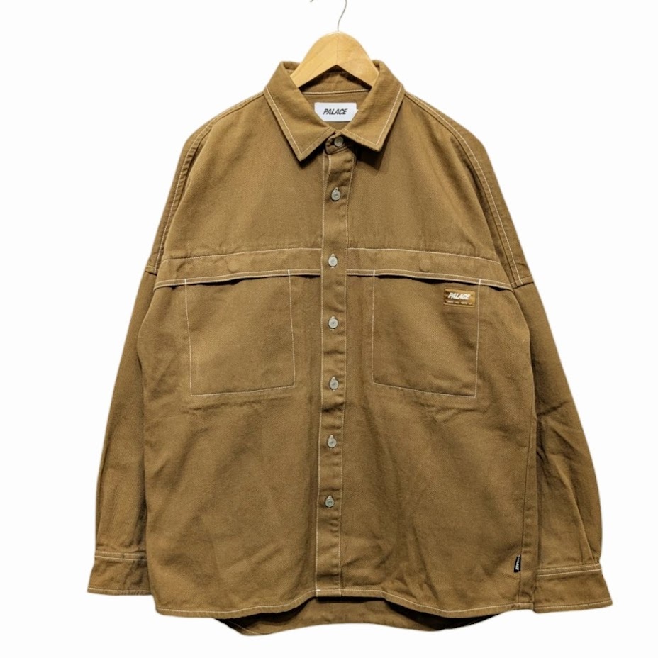 23SS Palace Stitch Up Drop Shoulder Shirt パレス シャツジャケット 刺繍 ブラウン系 サイズ M拍卖