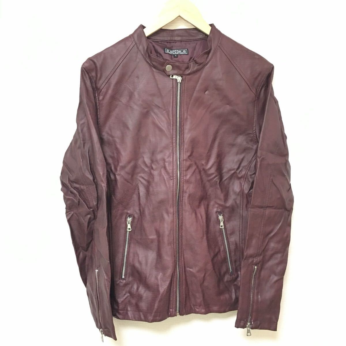 バイカーにも◎【PAPER BAG】ペーパーバック ライダース ジャケット フェイクレザー ブルゾン アメカジ ボルドー メンズ サイズL/Y26676fF拍卖