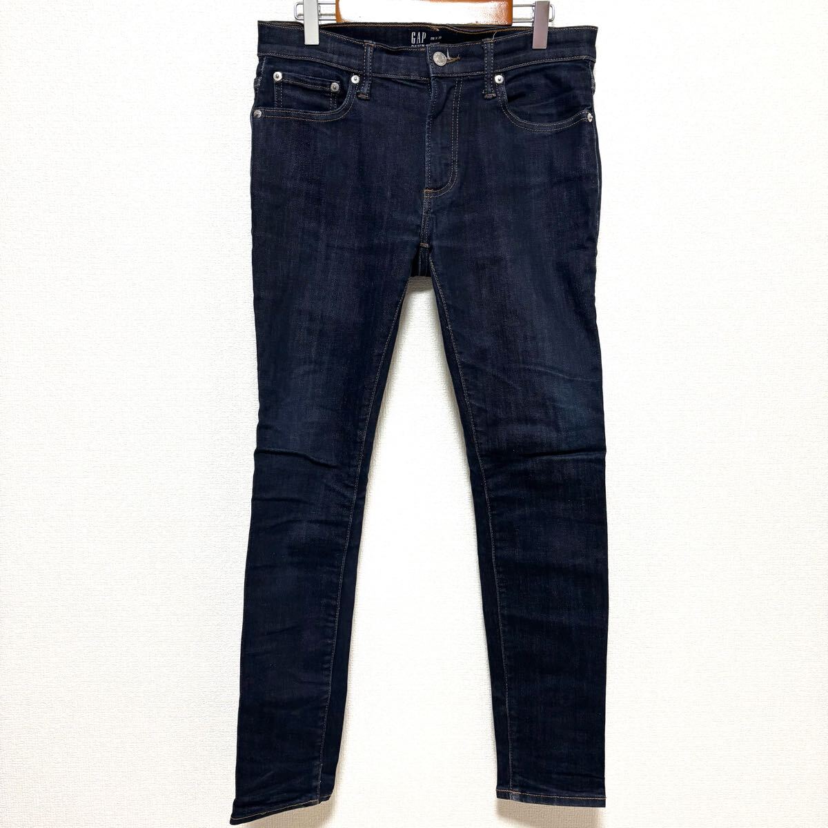 脚長◎【GAP DENIM】ギャップ スーパー スキニー ストレッチパンツ デニム ジーパン カジュアル 外出 インディゴブルー 28×30 / Y27440zz拍卖
