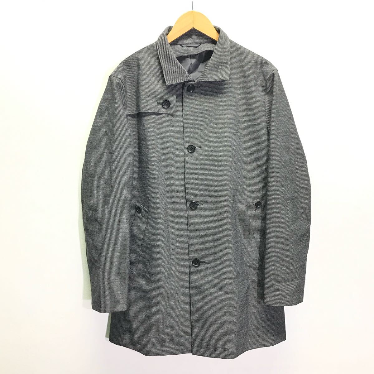 上品な1着◎軽い着心地◎【TAKA-Q】タカキュー ステンカラーコート アウター ビジネス 仕事 通勤 フォーマル モード グレー L /Y27900ii拍卖