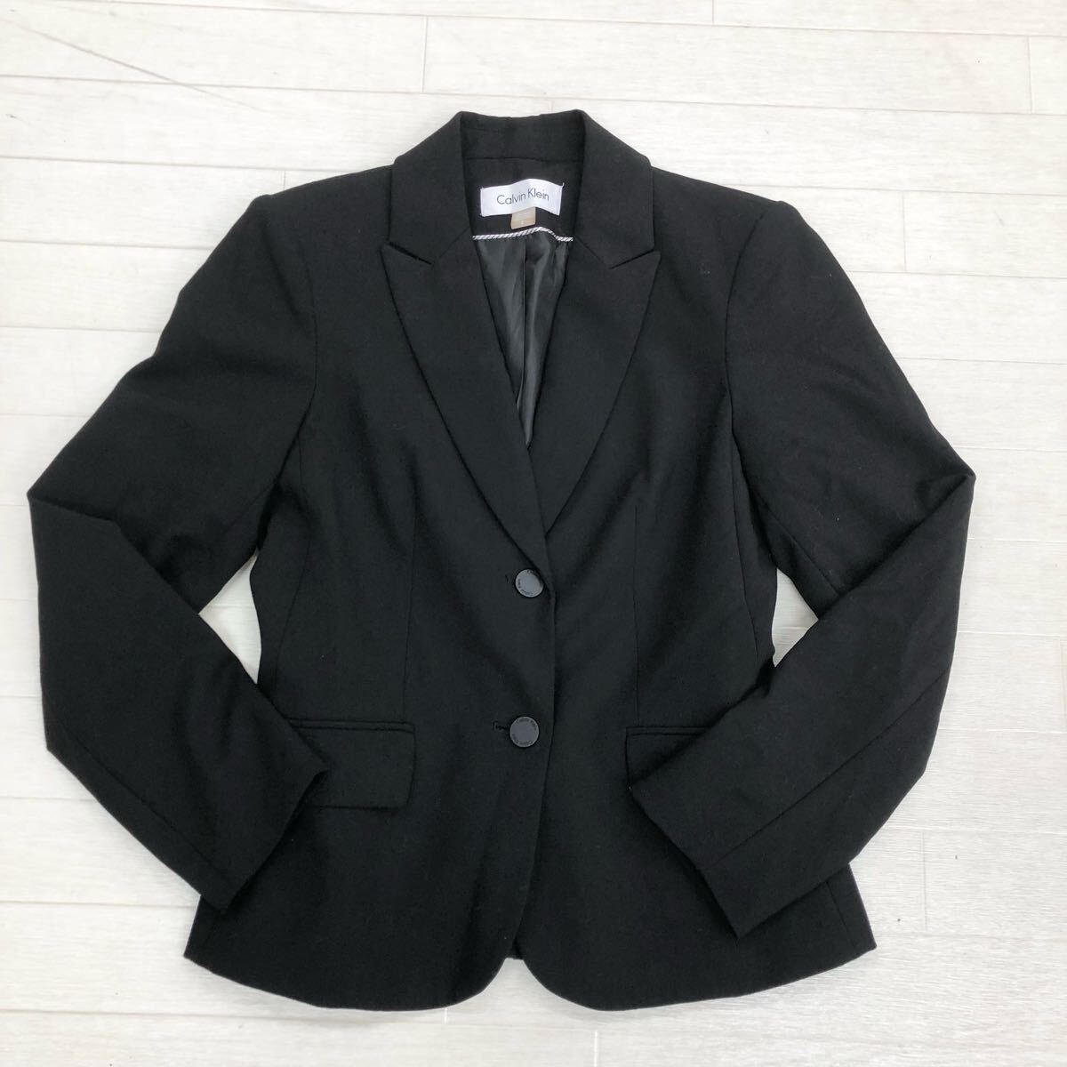 1721〓 Calvin Klein カルバンクライン テーラードジャケット レディース サイズ2 ブラック トップス 上着 2ボタン拍卖