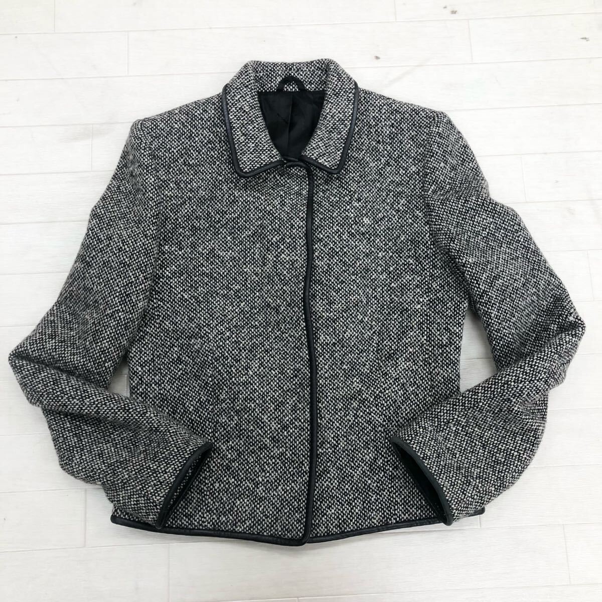 1721〓 paolo tonali パオロトナリ 比翼ジャケット レディース サイズS ブラック ベージュ 上着 トップス ブルゾン拍卖