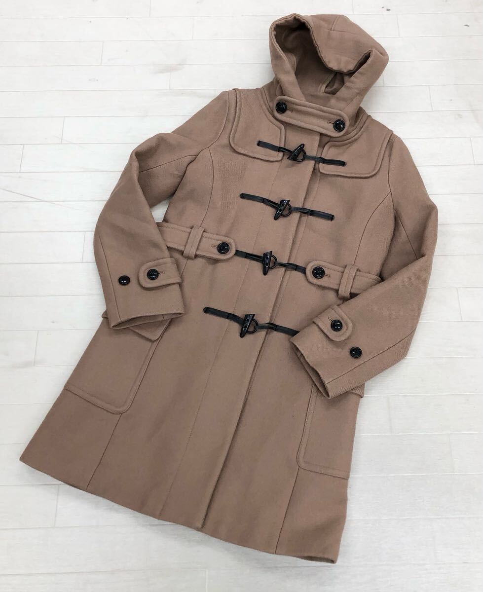 1705〓 NANO UNIVERSE ナノユニバース ダッフルコート レディース サイズ36 ライトブラウン フーデッドコート ミドルコート アウター拍卖