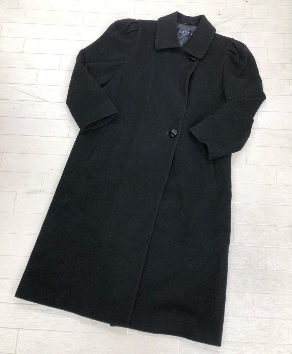 1703〓 SANYO サンヨー ロングコート レディース ブラック サイズ7AR アウター 上着 コート拍卖