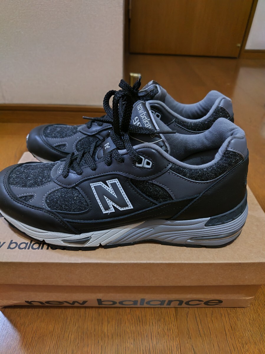 中古美品 ニューバランス スニーカー M991DJ ハリスツイード 限定 黒 USA10 UK9.1/2 箱付 ゆうパック1080円拍卖