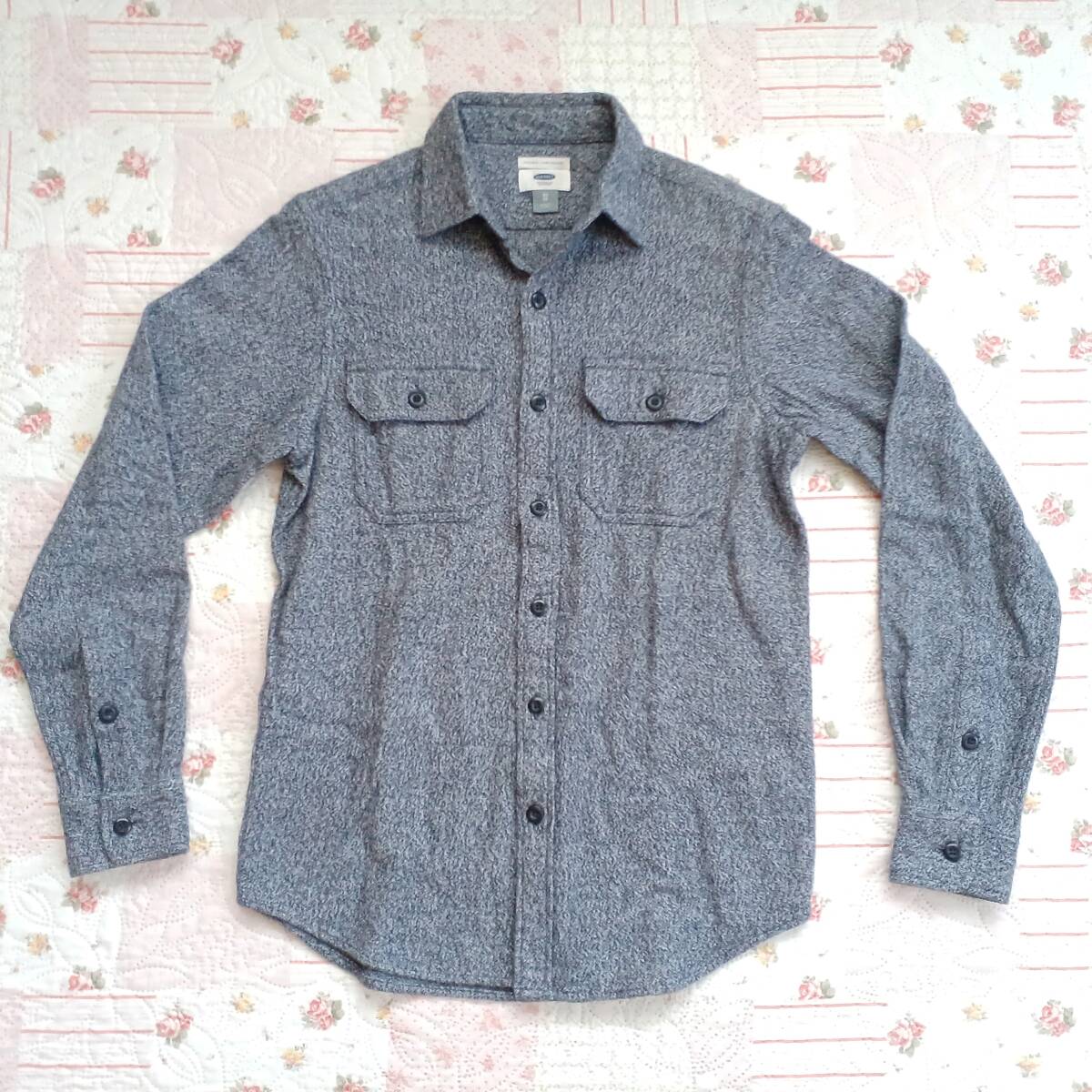 OLD NAVY オールドネイビー 厚手コットンシャツ XSサイズ #杢ネイビー シャツジャケット拍卖
