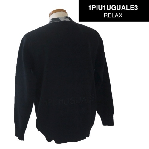 【SALE】1PIU1UGUALE3 RELAX ウノピゥウノウグァーレトレ リラックス ロゴニット Lサイズ 019-黒系拍卖