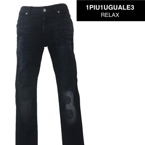 【SALE】1PIU1UGUALE3 RELAX ウノピゥウノウグァーレトレ リラックス デニムパンツ Lサイズ 092-黒系拍卖