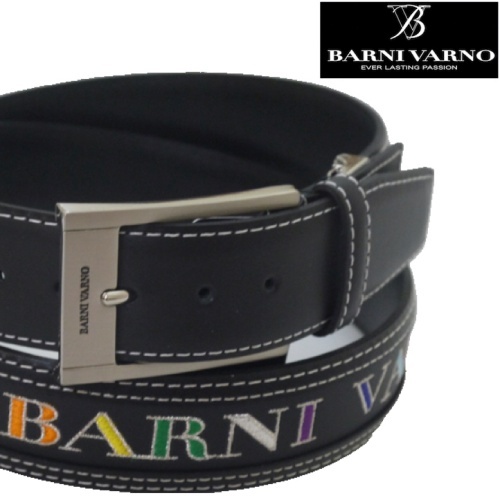 バーニヴァーノ/BARNIVARNO 刺繍ベルト 長寸 165-黒×カラフル系拍卖