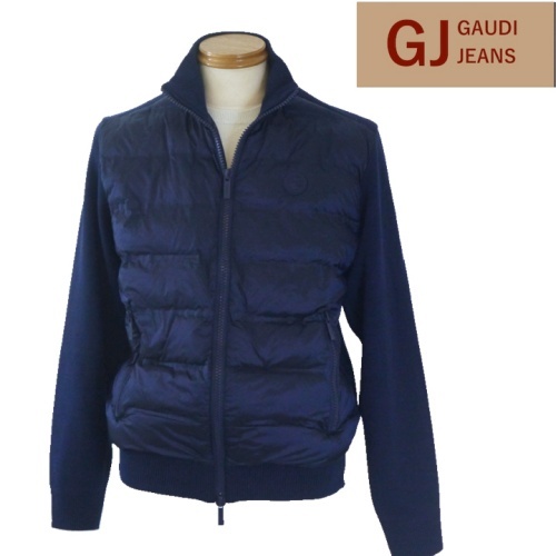 【秋冬SALE】ガウディ/GAUDI 前ダウンニットブルゾン Lサイズ 019-ネイビー拍卖