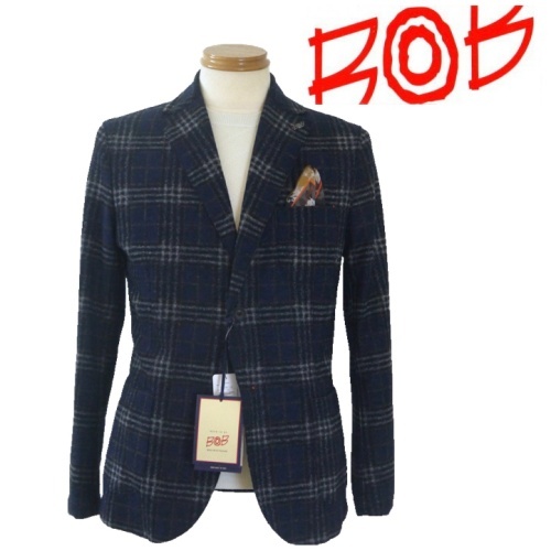 【秋冬SALE】BOB/ボブ 秋冬物 チェックジャケット 50/Lサイズ 114-ネイビー系拍卖