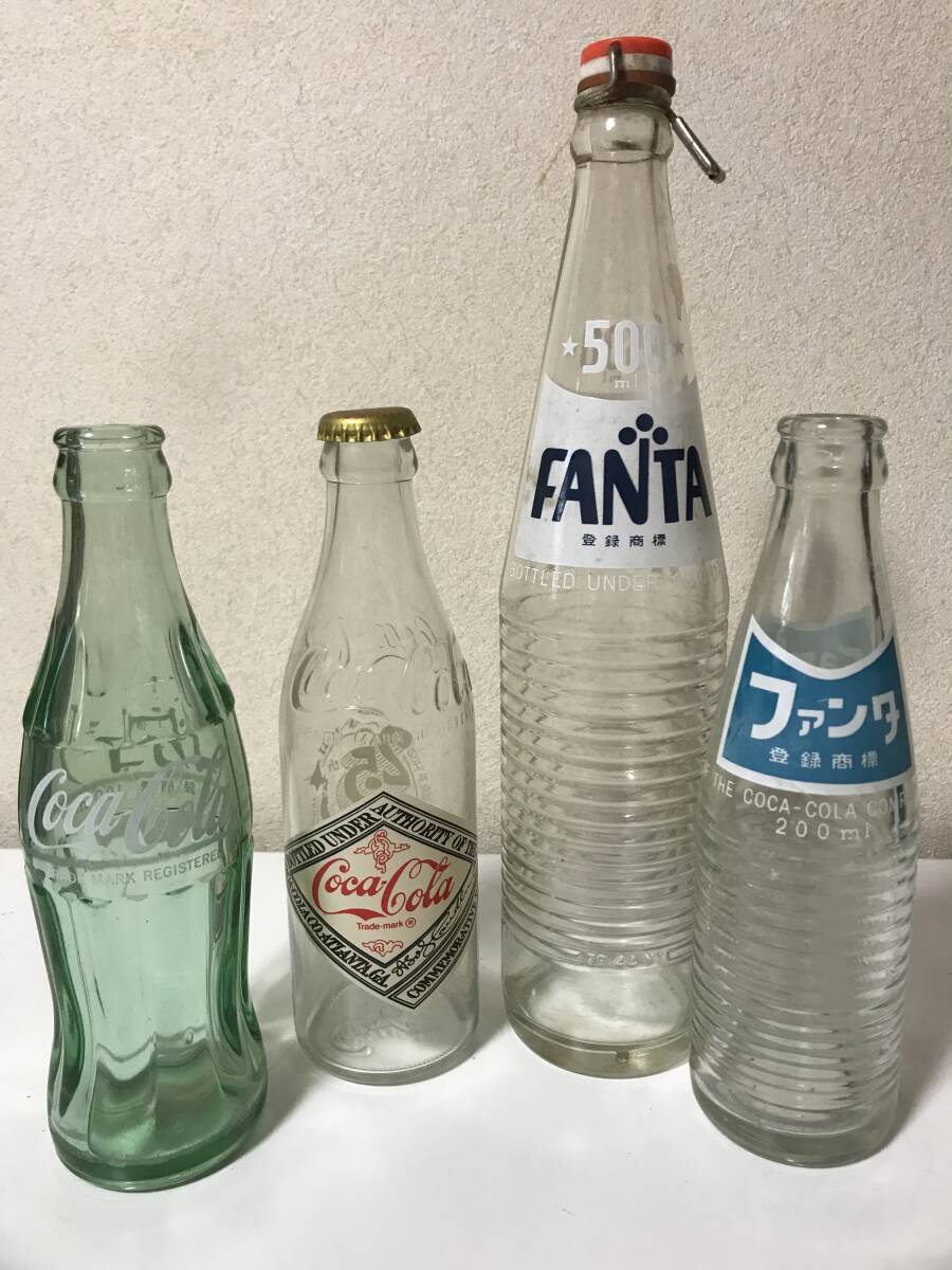 昭和レトロ 希少 当時物 空き瓶 空瓶 コカコーラ Coca-Cola ファンタ fanta 計4本 190ml 200ml 300ml 500ml 【2MI-6032501】拍卖