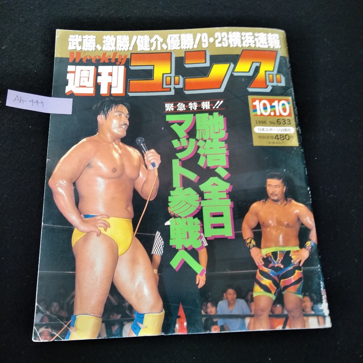 Ah-440/週間ゴング 1996年10月10日号 馳浩、全日マット参戦へ他 日本スポーツ出版社 日焼け傷汚れ折れ角破れあり。/L6/70311拍卖