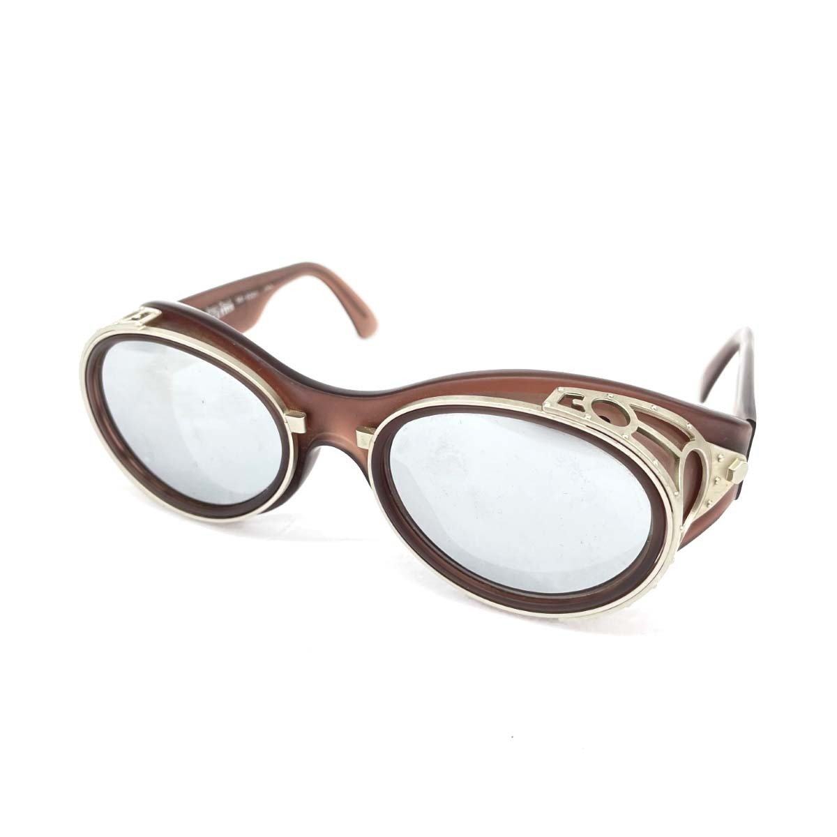 良好◆JEAN PAUL GAULTIER ジャンポールゴルチエ サングラス◆56-6001 クリアブラウン ミラーレンズ ゴーグル型 ユニセックス 90s拍卖
