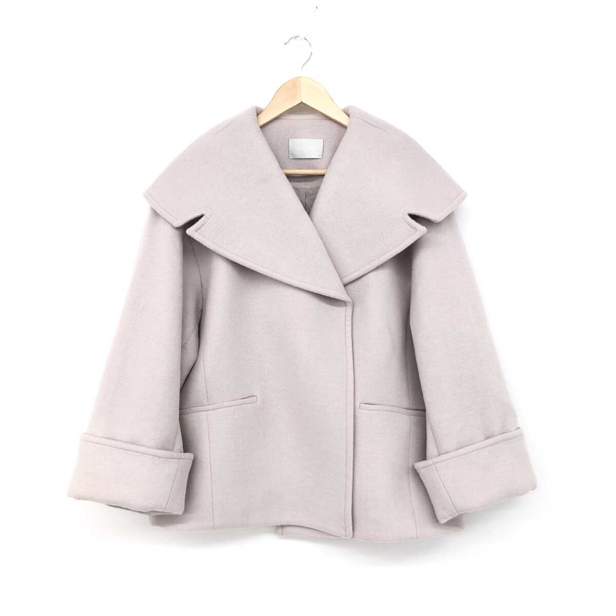 良好◆CELFORD セルフォード ビッグカラーショートコート フリーサイズ◆ ピンク ウール レディース ハーフ丈 アウター CWFC235002拍卖