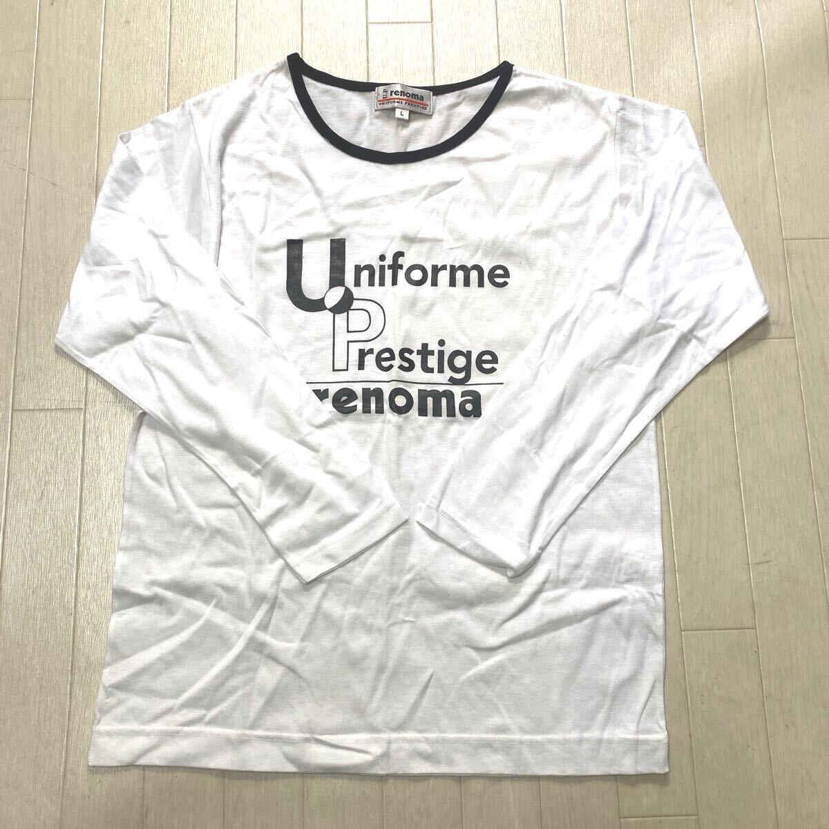 4118☆ U.P renoma ユーピー レノマ トップス 半袖Tシャツ 半袖カットソー メンズ L ホワイト プリント 文字拍卖