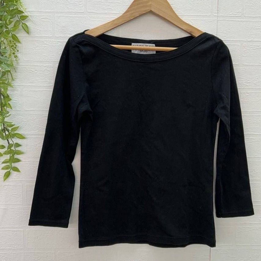 【NATURAL BEAUTY BASIC】 ボートネックカットソー 7分袖トップス シンプル拍卖