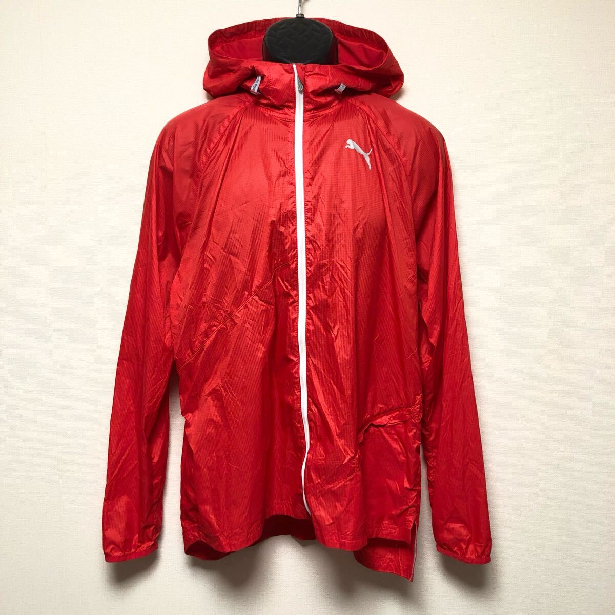 PUMA◇WINDCELL プーマ メンズ 長袖ジャケット ウィンドブレーカー 薄地 ジップアップ パーカー 赤 トレーニング スポーツウェア拍卖