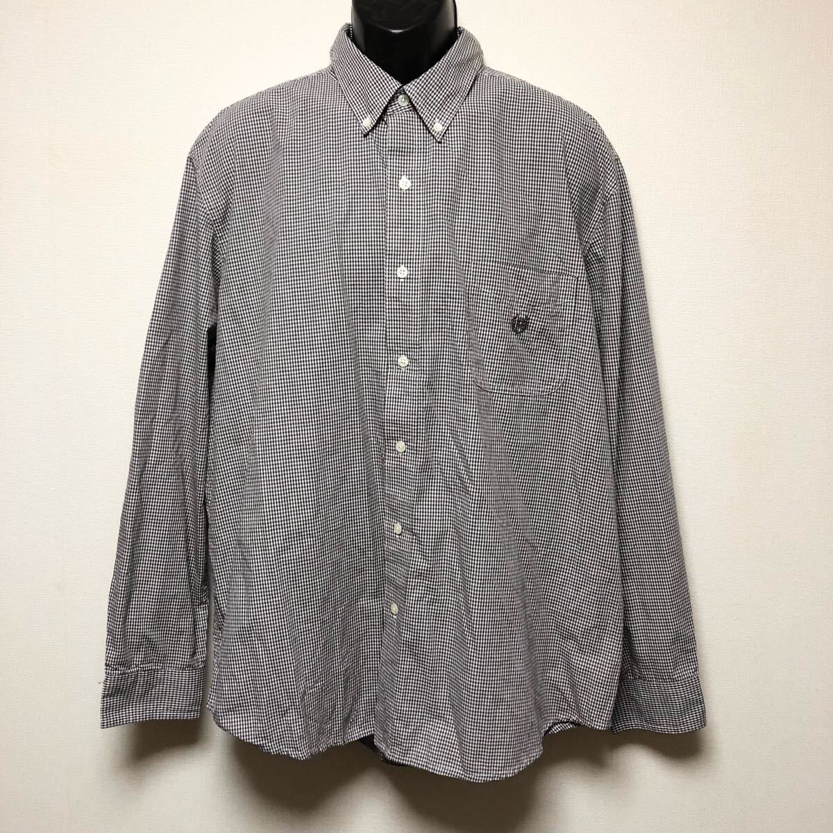 90's /CHAPS /EASY CARE /チャップス メンズXXL 長袖シャツ ボタンダウンシャツ チェックシャツ ブラウン系 刺繍 アメカジ ビンテージ古着拍卖