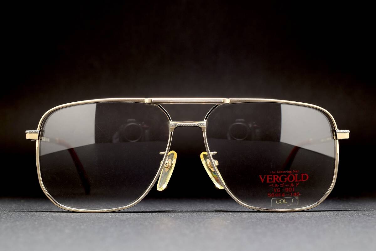 デッドストック VERGOLD VG-901 56-14 1/14 12KGF アビエーター メガネ サングラス フレーム 日本製 金張り拍卖