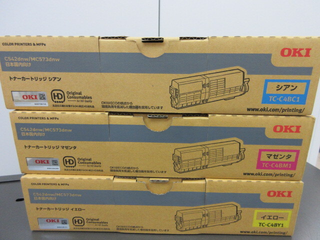 OKI純正トナー TC-C4B 3本(TC-C4BC1/TC-C4BM1/TC-C4BY1 各1) 新品未使用拍卖