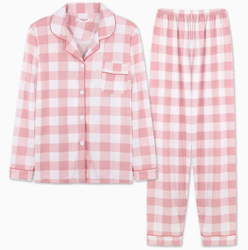 パジャマLレディース綿100%長袖綿ダブルガーゼ前開き上下セットチェック柄 プレゼント冬拍卖