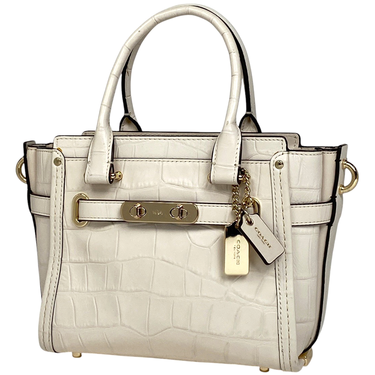 【在庫一掃】 コーチ スワッガー21 ハンドバッグ 2WAY ショルダーバッグ ハンドバッグ レザー ホワイト 37997 【中古】拍卖