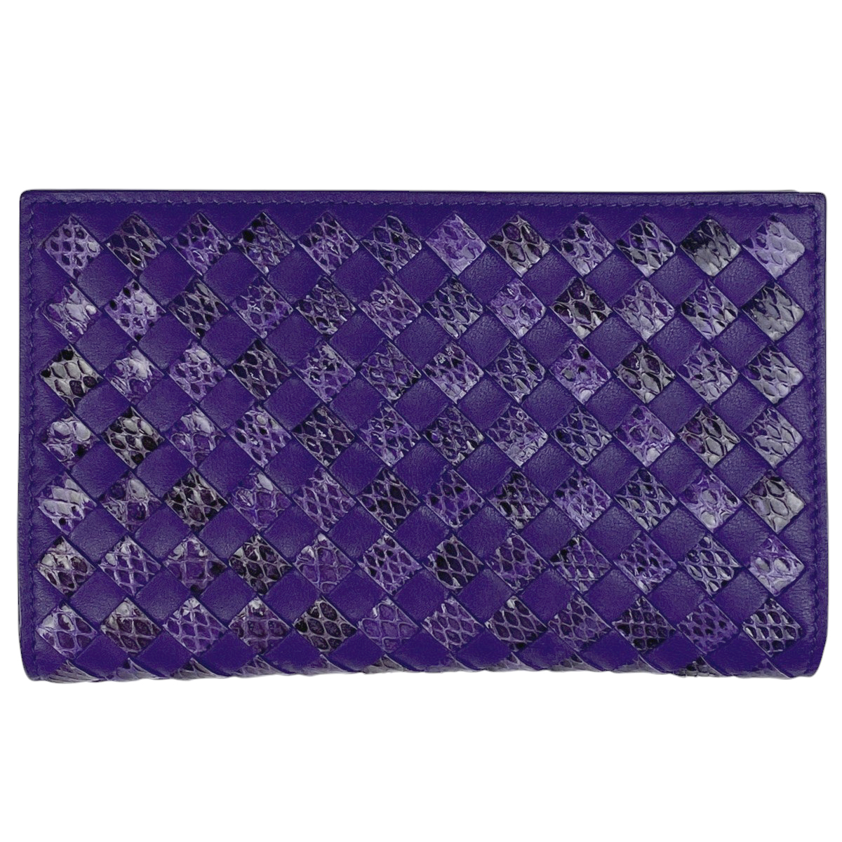 ボッテガヴェネタ BOTTEGAVENETA イントレチャート 二つ折り 財布 札入れ 小銭入れ 二つ折り財布 レザー パープル レディース 【中古】拍卖