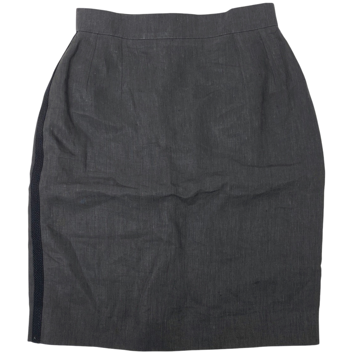 シャネル CHANEL サイドライン 台形スカート 膝丈 ボトムス スカート リネン グレー ブラック レディース 【中古】拍卖