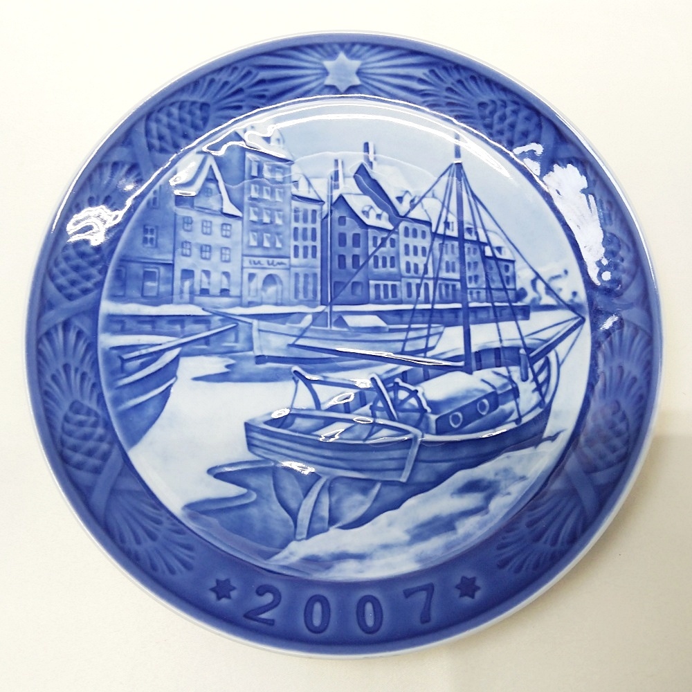 B24-2628 ROYAL COPENHAGEN ロイヤルコペンハーゲン 2007 シーズンプレート 青×白 18cm nyhavn ニューハウン デンマーク 皿 陶磁器 洋食器拍卖