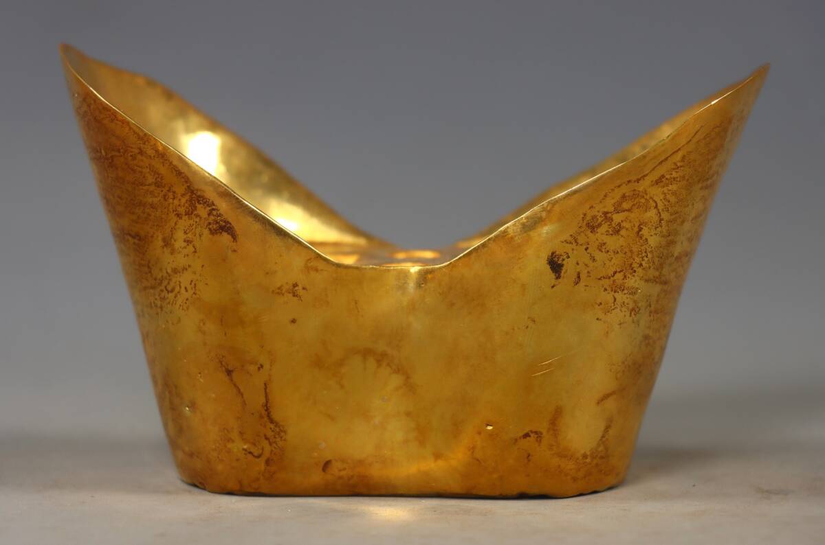 『明・万暦二年製・古銅彫刻・真金元宝・金錠・金貨 』極細工 置物古賞物 中国古玩 中国古美術拍卖