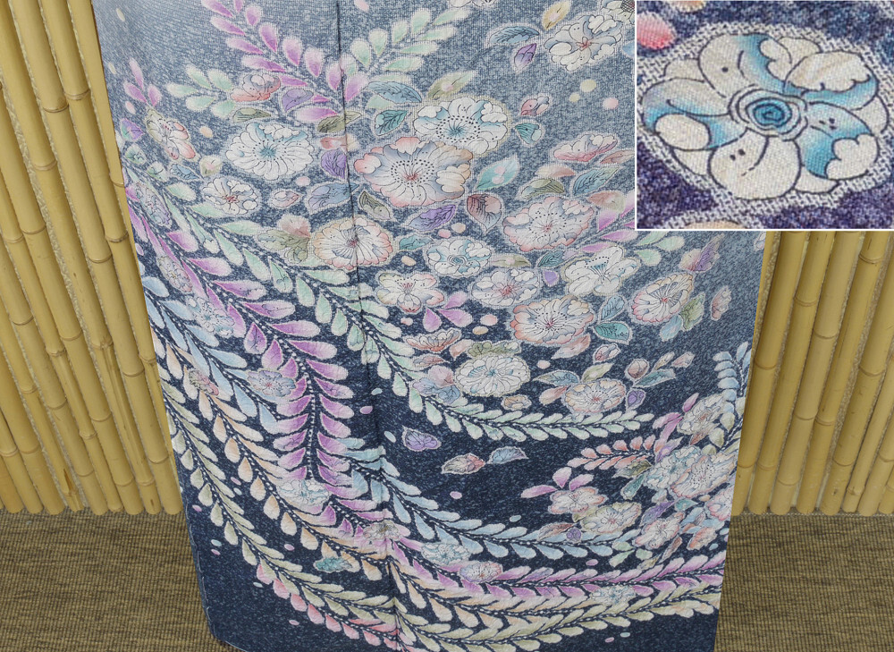 【京かんざし】733★本場大島紬 辻が花手絞り 創作訪問着 躾糸付未着用身丈162 cm裄丈65 cm★即決送料無料!拍卖