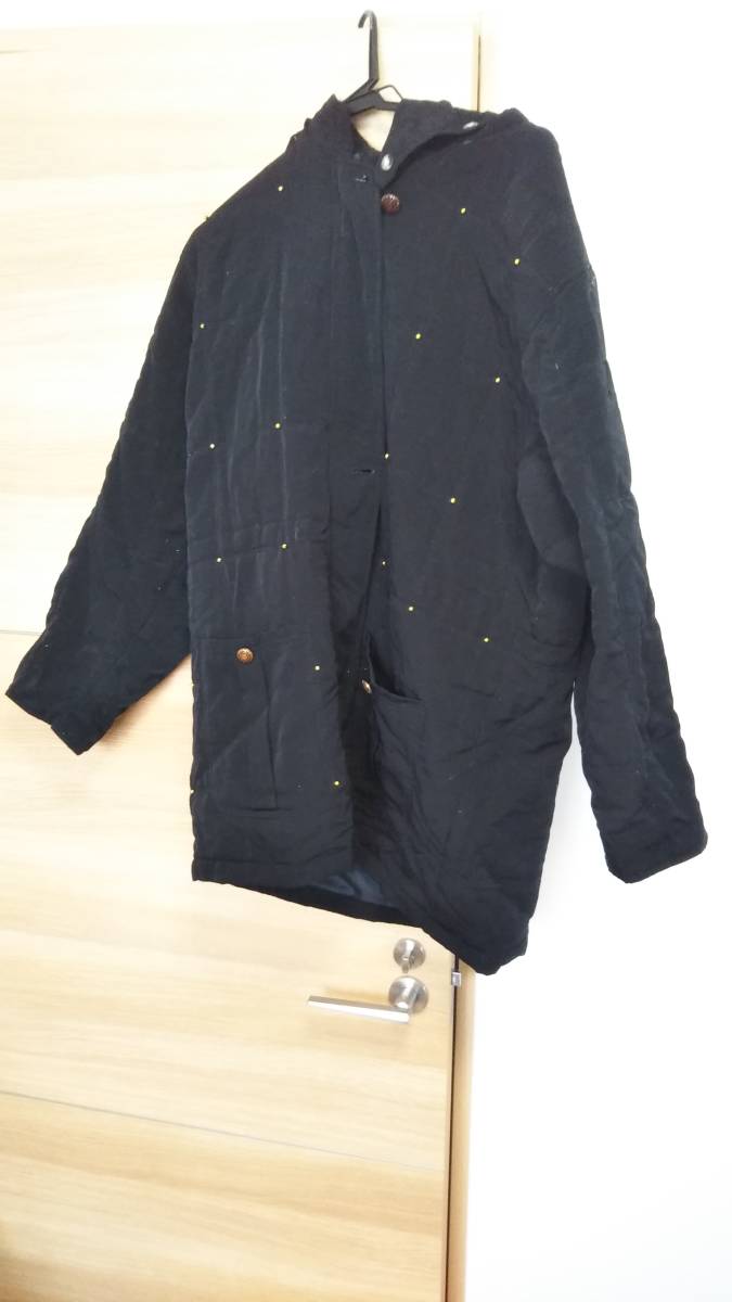 即決 LARBRE DE SOIE 黒色 コート サイズフリー M~L ポリエステル  価値不明 婦人服 レディースファッション拍卖