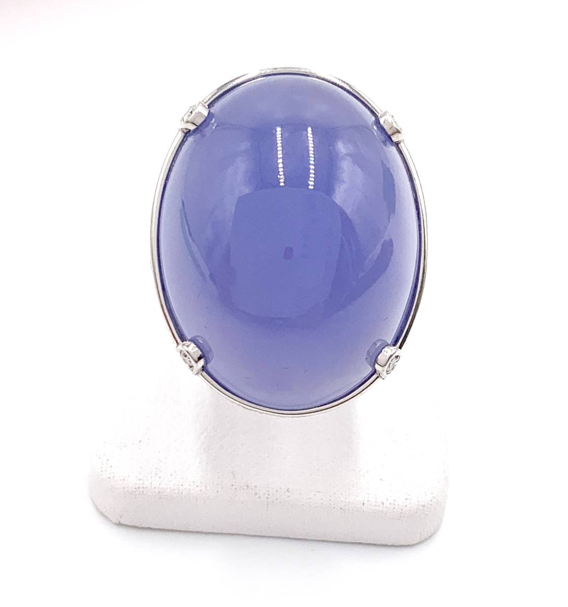 Pt900 カルセドニー ダイヤ リング ソーティング付拍卖