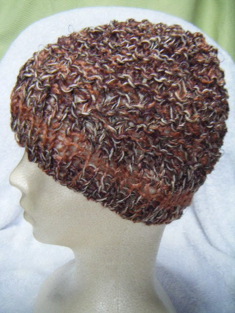 春、秋*手編男女兼用キャップ*マルチ色・金ラメちらり 22 拍卖