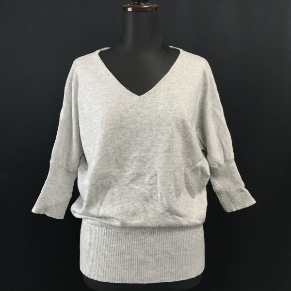 ロペピクニック/ROPE' PICNIC★Vネック/ドルマンスリーブ/七分袖セーター【38/レディースM/グレー/gray】sweater◆BH509拍卖