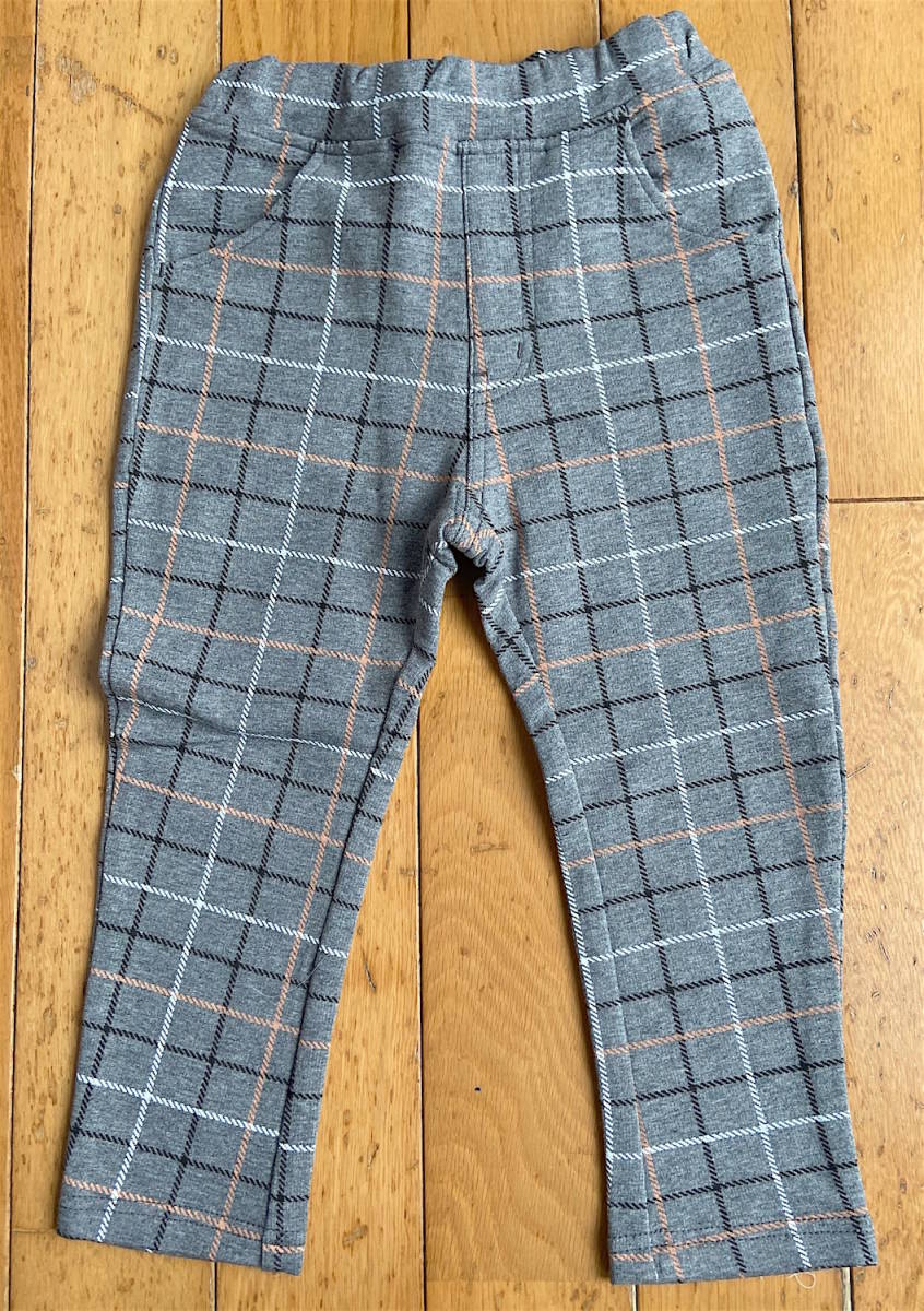 即決 新品タグ付 LB CLUB エルビークラブ★丁度いい厚み★ストレッチ素材 ミニ裏毛 チェック柄パンツ★ベビー 90cm 1-2才目安 ¥2090拍卖