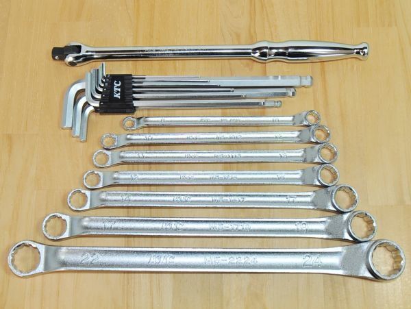 ★KTC ロング メガネレンチ 7本 スピンナハンドル 六角棒レンチ セット●めがねレンチ M5 スピンナーハンドル BS3E HL259SP拍卖