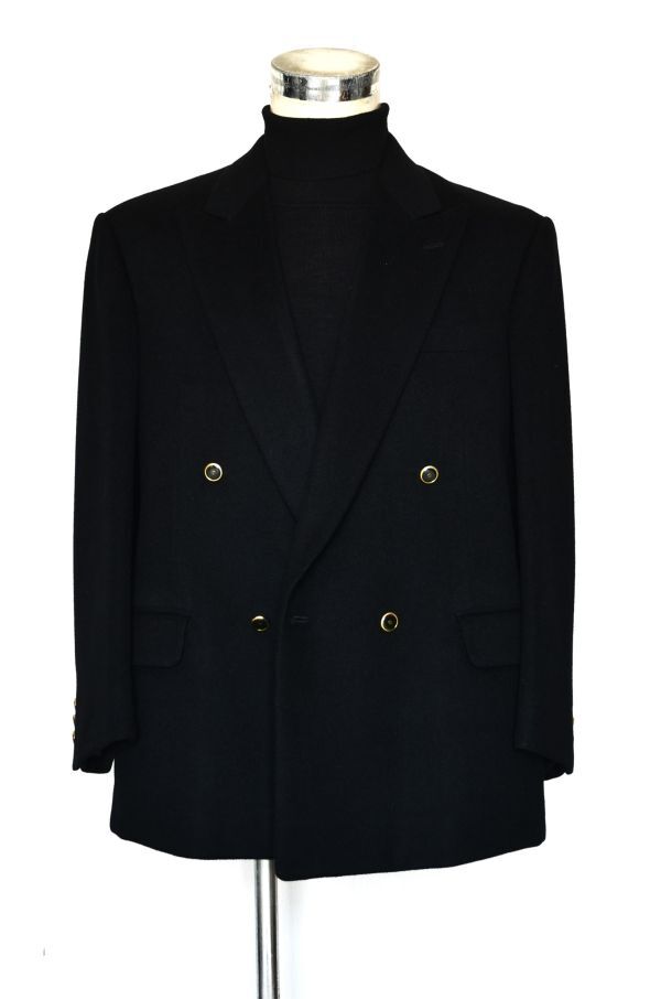 ★ダンヒル★dunhillオーダーロゴ入裏地#魅力ネイビー#ピークドラペル#肌触り抜群カシミヤ最高峰ジャケットロゴ入釦紺華美なブレザー4850ML拍卖
