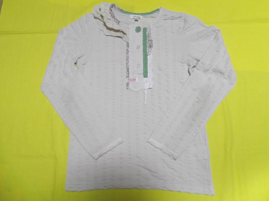 ★Seraph セラフ フリル 長袖 カットソー 140 アイボリー シャツ拍卖