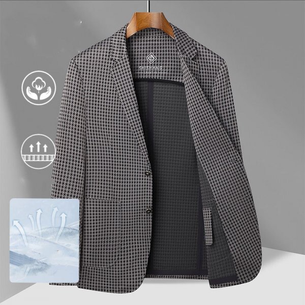 新品★未使用 テーラードジャケット 千鳥格子 春夏服 涼しい ストレッチ カジュアルスーツ メンズ ブレザー【6859】黒+珈琲 2XL拍卖