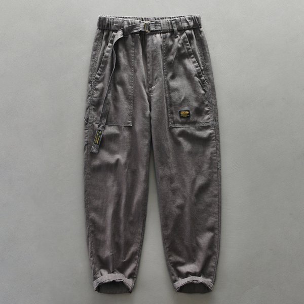新品*未使用 リネンパンツ ワークパンツ カーゴパンツ メンズ 麻+綿 春夏 アウトドアパンツ【Z669】グレー【M-4XL選択】拍卖