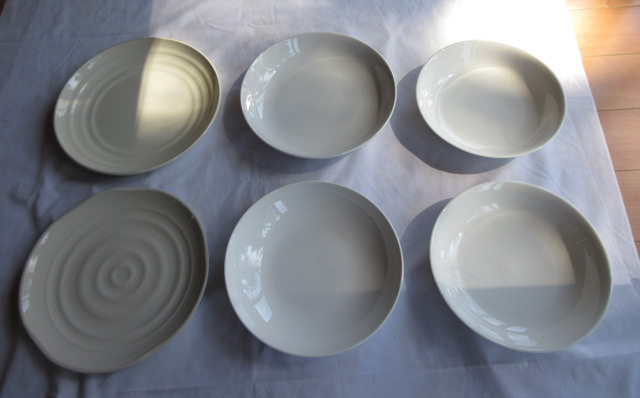 ☆中古品?:陶器☆品の良い白色のサラダ&パスタ皿いろいろ6枚セット拍卖
