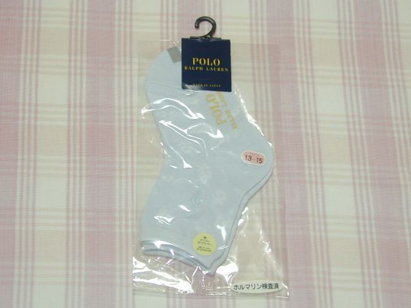 ポロラルフローレン*薄青のお花柄靴下/13-15cm拍卖